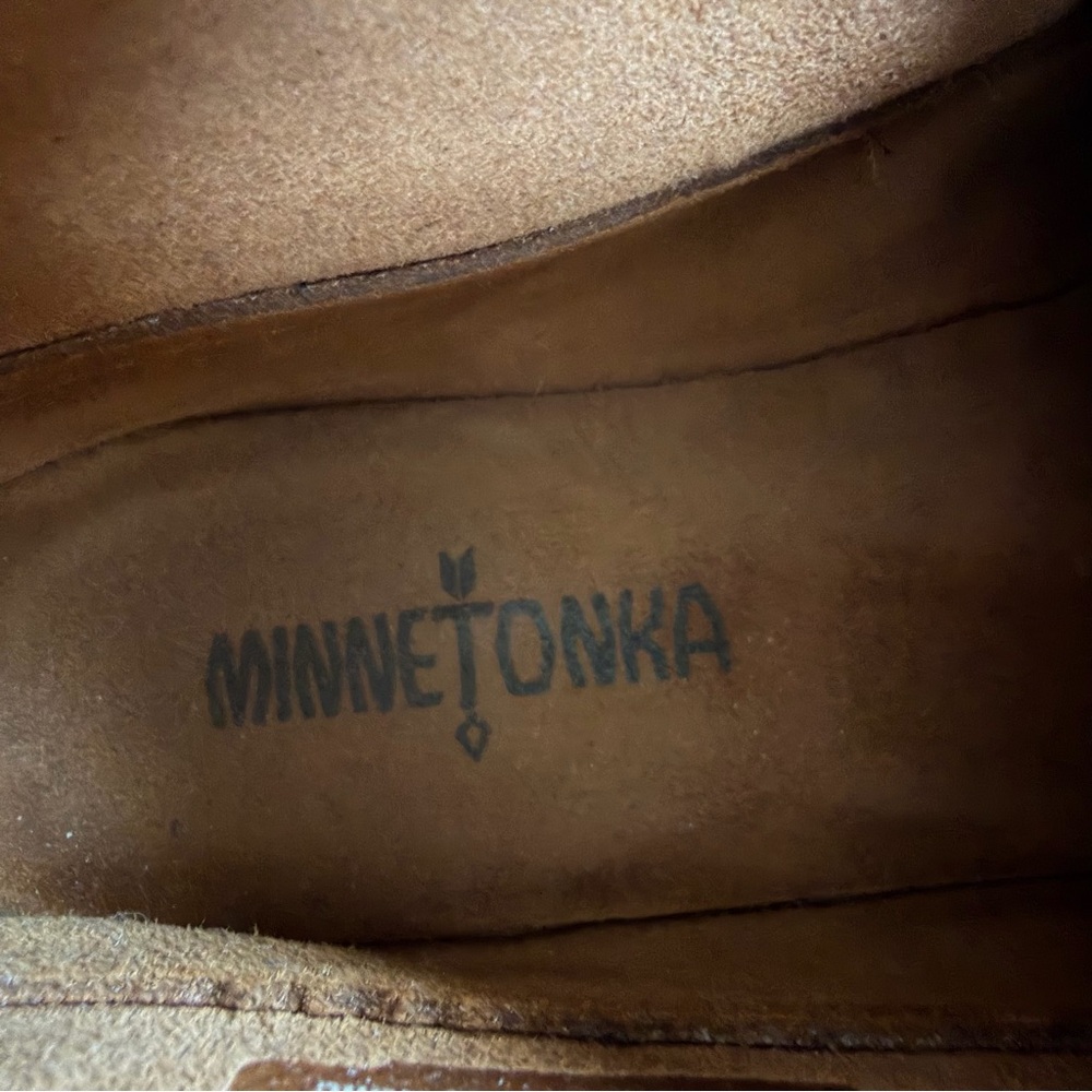 Minnetonka Suede Moccasin Ankle Boots Brown Size 8.5 Leather Lace - Picture 5 of 8